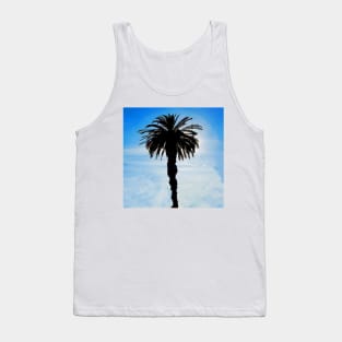 Palm Tree Serenity in a blue sky and white clouds Tank Top